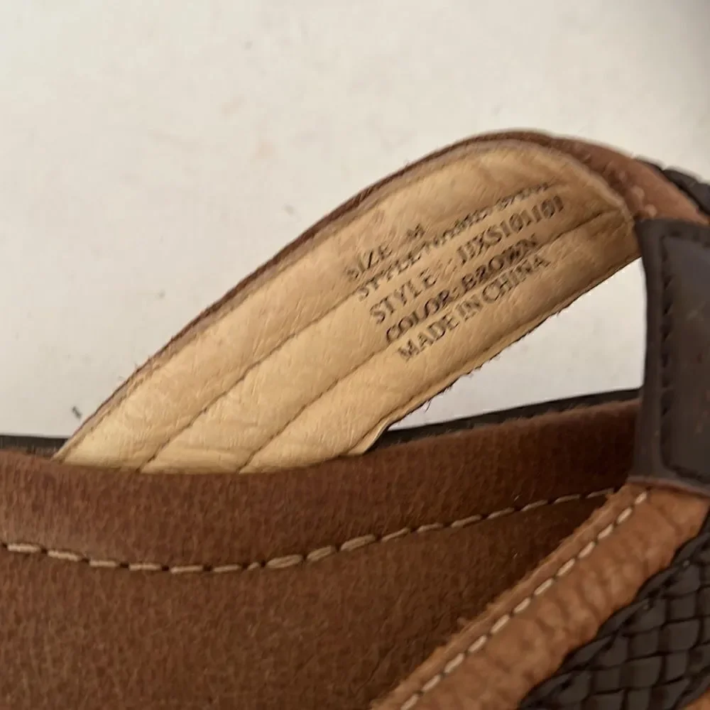 Jamaica Jazz Brown Leather Flip Flops Size M ( 12)